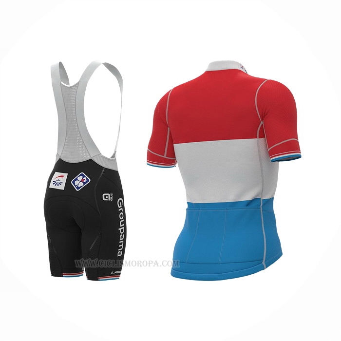 2022 Ropa Ciclismo Groupama-fdj Rojo Luxembourg Champion Mangas Corta y Culotte Corto